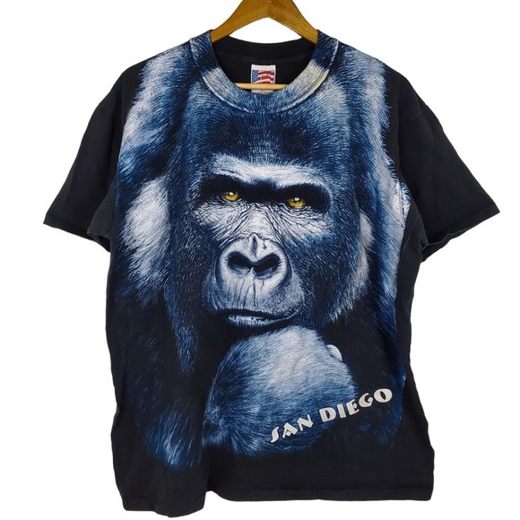 Vtg 90s Trinity Products San Diego Mega Gorilla Single Stitch Black Shirt XL - Picture 1 of 4